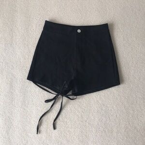 High-Waist Black Tie-Front Women's Shorts